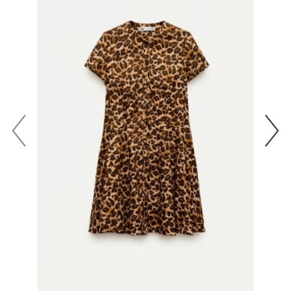 Zara Brown Leopard Print Mini Dress -size S - Picture 2 of 5